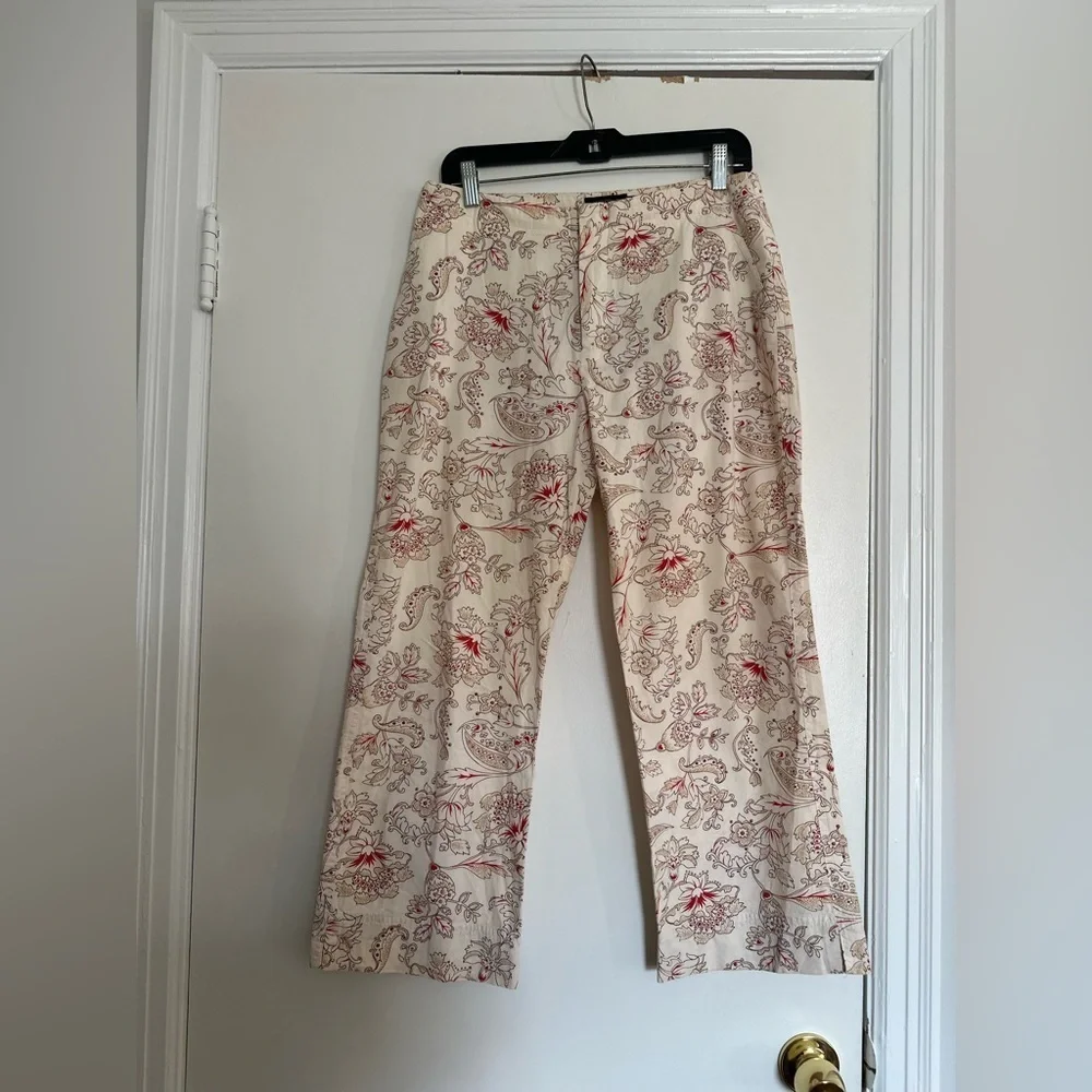 VTG Womyn Women’s Sz: 6 Lightweight Paisley Cropped Wide Leg Flat Front Pant.